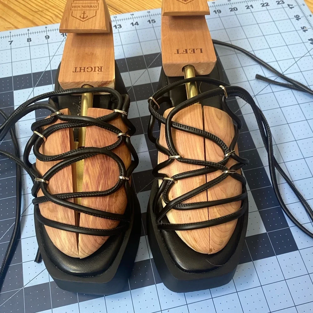 NWOT Free People Womens Georgie Wrap Platform Sandals Black Size EU 38/US 7.5 - Picture 3 of 11